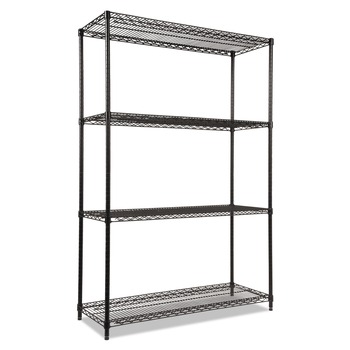 SHELVING UNITS | Alera ALESW504818BL NSF Certified Industrial 48 in. x 18 in. x 72 in. 4-Shelf Wire Shelving Starter Kit - Black