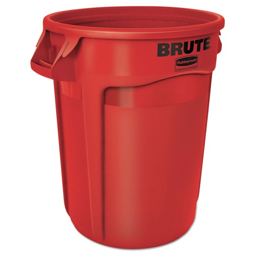 Indoor Waste Receptacles | Rubbermaid Commercial FG263200RED 32 gal. Plastic Vented Round Brute Container - Red image number 0