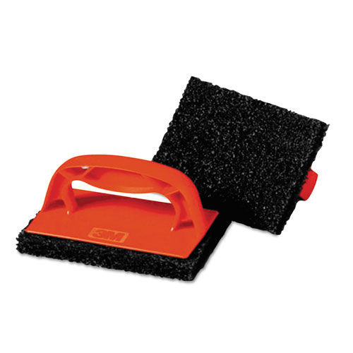 Scouring Pads & Sticks | Scotch-Brite PROFESSIONAL 9537 Scotchbrick 4 in. x 6 in. x 3 in. Griddle Scrubber - Red/Black (12/Carton) image number 0