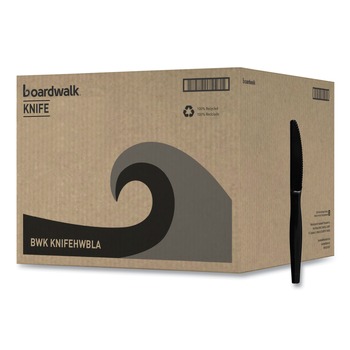 TABLETOP | Boardwalk BWKKNIFEHWBLA Heavyweight Polystyrene Knife Cutlery - Black (1000/Carton)
