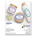 Perforated Roll & Hand Towels | Avery 22820 2 in. x 3.33 in. Labels with Sure Feed and Easy Peel - Oval Glossy White (80/Pack) image number 0