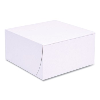 SCT 1541 8 in. x 8 in. x 4 in. Standard Paper One-Piece Non-Window Bakery Boxes - White (250/Bundle)