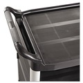 Carts | Rubbermaid Commercial FG409300BLA 40.63 in. x 20 in. x 37.81 in. 300 lbs. Capacity 3 Shelves Plastic Xtra Utility Cart with Enclosed Sides and Back - Black image number 2