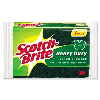 Scotch-Brite HD-3 Scotch-Brite 4.5 in. x 2.7 in. 0.6 in. Thick Heavy-Duty Scrub Sponge - Yellow/Green (3/Pack)