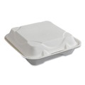 Food Containers & Lids | Eco-Products EP-HC91NFA Vanguard 9 in. x 9 in. x 3 in. 1-Compartment Renewable and Compostable Sugarcane Clamshells - White (200/Carton) image number 0