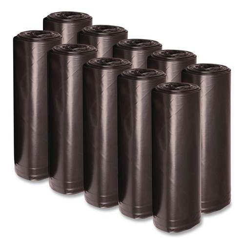 Low-Density Trash Bags | Boardwalk X6639SKKR01 33 in. x 39 in. 33 gal. 1.2 mil Recycled Low-Density Polyethylene Can Liners - Black (100/Carton) image number 0
