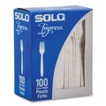 Disposable Forks | SOLO HSWFX-0007 Impress Heavyweight Full-Length Polystyrene Fork - White (100/Box, 10 Boxes/Carton) image number 2