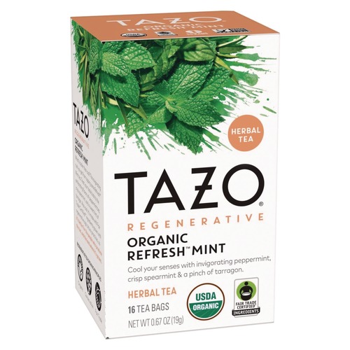 Tea | Tazo 10794522003508 0.67 oz. Tea Bags - Organic Refresh Mint (96/Carton) image number 0