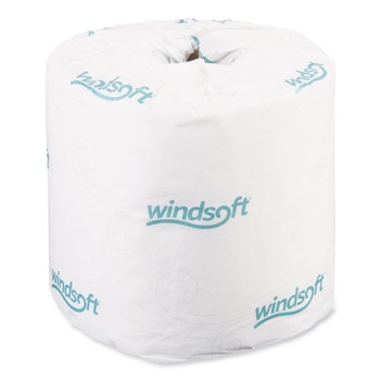 Windsoft 413476 2-Ply Septic Safe Individually Wrapped Rolls Bath Tissue - White (24 Rolls/Carton)