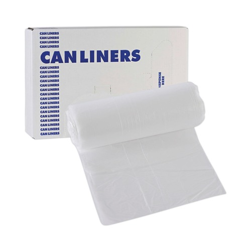 High-Density Trash Bags | Boardwalk Z4833RNKR01 16 Gallon 6 mic 24 in. x 33 in. Perforated Roll High-Density Can Liners - Natural (50 Bags/Roll, 20 Rolls/Carton) image number 0