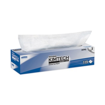 Kimtech 34743 Kimwipes 11.8 in. x 11.8 in. 3-Ply Delicate Task Wipers - Unscented, White (1785/Carton)