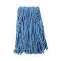 Mop Heads | Boardwalk BWK2016B #16 Cut-End Standard Head Cotton/Synthetic Fiber Mop Head - Blue (12/Carton) image number 2