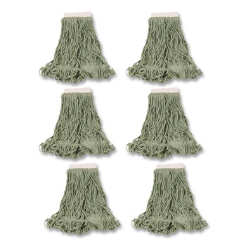 Rubbermaid Commercial FGD25306GR00 Super Stitch Blend Cotton/Synthetic Mop Head - Large, Green (6/Carton)