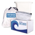 Drawstring & Kitchen Bags | Boardwalk BWK1DK100 13 Gallon 24 in. x 28 in. Drawstring Kitchen Bags - White (50 Bags/Roll, 2 Rolls/Carton) image number 2