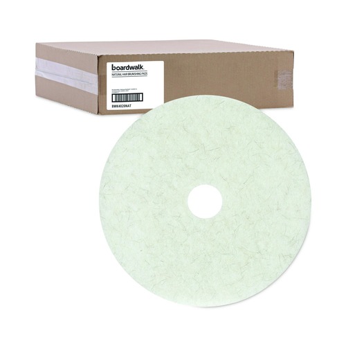 Floor Pads-Cleaning, Buffing & Polishing | Boardwalk BWK4020NAT 20 in. Diameter Natural Burnishing Floor Pads - White (5/Carton) image number 0