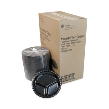 Pactiv Corp. 0TKB0044000Y 10.25 in. Diameter Laminated Foam Dinnerware Plate - Black (540/Carton)