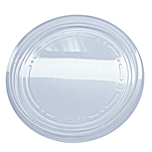 Food Containers & Lids | Fabri-Kal 000000000009501020 Recycleware Flat Plug Fit Round Plastic Deli Container Lids - Clear (500/Carton) image number 0