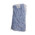 Mop Heads | Boardwalk BWK902BL Loop-End Mop Head with Scrub Pad - Medium, Blue (12/Carton) image number 2