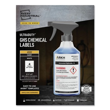  | Avery 60503 UltraDuty 3.5 in. x 5 in. GHS Chemical Waterproof and UV Resistant Labels - White (50/Box)