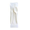 Cutlery Kits | Boardwalk BWK3COMBOKITPP 6.97 in. Plastic Mediumweight Fork/Knife/Spoon 3-Piece Cutlery Kit - White (250/Carton) image number 1
