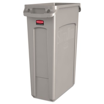 PRODUCTS | Rubbermaid Commercial FG354060BEIG 23 Gallon Rectangular Plastic Slim Jim Receptacle with Venting Channels - Beige