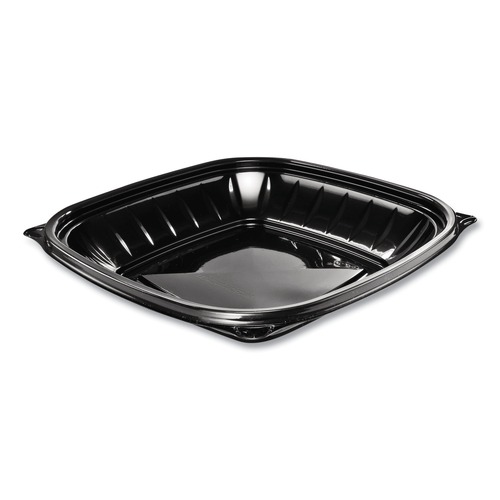 Food Containers & Lids | Dart B24SB PresentaBowls Pro 24 oz. 8.5 in. x 8.5 in. x 1.8 in. Plastic Black Square Bowls (4/Carton) image number 0