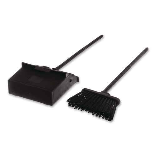 Dust Pans | Carlisle 36141503 11.8w x 36h Duo-Pan Upright Dust Pan and Broom with 24.5 in. Handle - Black image number 0