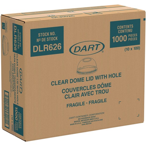Cup Lids | Dart DLR626 PET Ultra Clear Dome Cold Cup Lids Fits 16 oz. to 24 oz. Cups - Clear (1000/Carton) image number 0