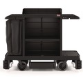 Perforated Roll & Hand Towels | Suncast Commercial HKC2002 24 in. x 62.13 in. x 49.75 in. 1-Shelf Plastic Partially Assembled Premium Housekeeping Cart - Black image number 0