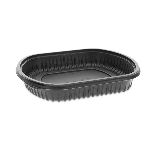 Food Containers & Lids | Pactiv Corp. 0CN846360000 36 oz 9.38 x 8 x 1.5 Clearview Micromax Microwavable Plastic Container - Black (250/Carton) image number 0
