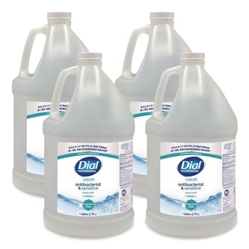 SOAP REFILLS | Dial Professional 23400 82838 1 Gallon Antibacterial Liquid Hand Soap for Sensitive Skin Refill - Light Floral Scent (4/Carton)