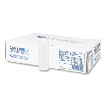 Inteplast Group EC171806N High-Density 4 gal. 6 Microns Commercial Can Liners - Clear (50 Bags/Roll, 40 Rolls/Carton)