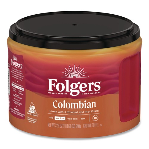 Coffee - Caffeinated | Folgers 30445 22.6 oz. Canister 100% Columbian Coffee image number 0