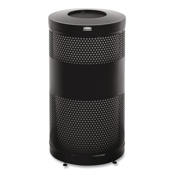 Rubbermaid Commercial FGS3ETBKPL 25 gal. Classics Perforated Steel Open Top Receptacle - Black