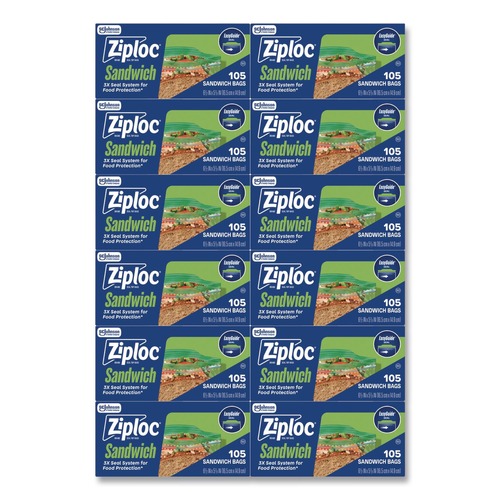 Resealable Bags | Ziploc 383211 6.5 in. x 5.88 in. Resealable Sandwich Bags - Clear (1080/Carton) image number 0