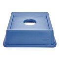 Waste Receptacle Lids | Rubbermaid Commercial FG279100DBLUE Untouchable 20-1/8 in. x 20-1/8 in. Bottle and Can Recycling Lid - Blue image number 1