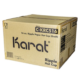 Karat C-KRC516 16 oz Ripple Hot Cups - Kraft/White (500/Carton)