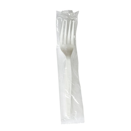 Disposable Forks | Boardwalk BWKFORKWHPSIW Heavyweight Wrapped Polystyrene Fork Cutlery - White (1000/Carton) image number 0