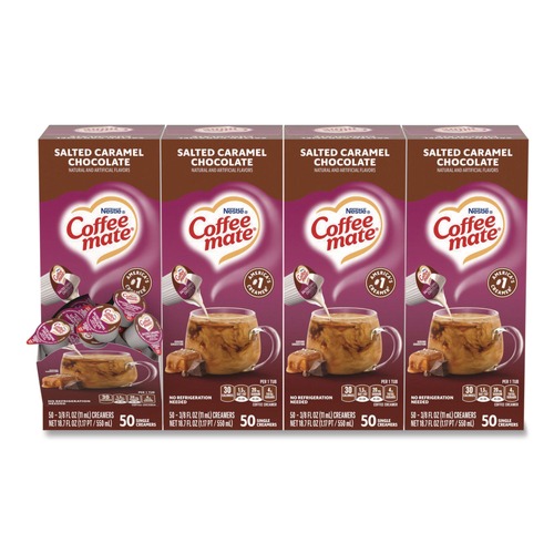 Creamers | Coffee-Mate 12314294 0.38 oz Mini Cups Liquid Coffee Creamer - Salted Caramel Chocolate (200/Carton) image number 0