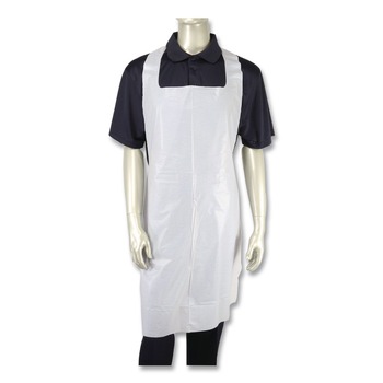 APRONS AND BIBS | AmerCareRoyal RPA20HW 28 in. x 46 in. 1.77 mil Heavyweight Poly Aprons - One Size Fits All, White (500/Carton)