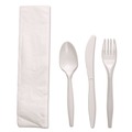 Cutlery Kits | Boardwalk BWKFKTNMWPPWH 4-Piece Polypropylene Cutlery Kit - White (250/Carton) image number 3