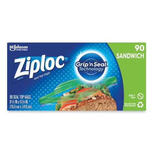 Resealable Bags | Ziploc 383211 6.5 in. x 5.88 in. Resealable Sandwich Bags - Clear (1080/Carton) image number 0