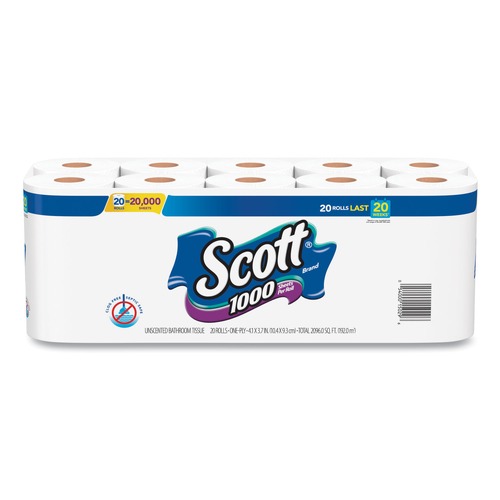 Perforated Roll & Hand Towels | Scott 20032 1000 1 Ply Septic Safe Bathroom Tissue - White (20/Pack) image number 0