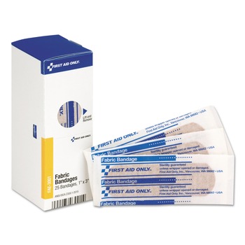 First Aid Only FAE-3001 1 in. x 3 in. SmartCompliance Fabric Bandages (25/Box)