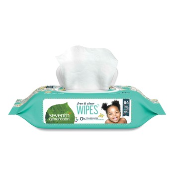 Seventh Generation SEV 34208CT 7 in. x 7 in. Free and Clear Baby Wipes - Unscented, White (12 Packs/Carton)