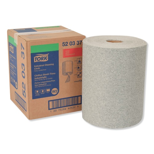Perforated Roll & Hand Towels | Tork 520337 12.6 in. x 10 in. 1-Ply Industrial Cleaning Cloths - Gray (500 Wipes/Roll, 1 Roll/Carton) image number 0