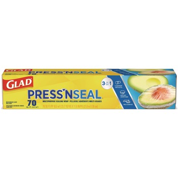 Glad 70441 70 sq. ft. Foot Roll Press'n Seal Food Plastic Wrap (12/Carton)