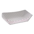 Food Trays & Liners | Pactiv Corp. D3T 7.75 in. x 5.1 in. x 2.1 in. 3 lbs. Paperboard Food Tray - Red/White (500/Carton) image number 1