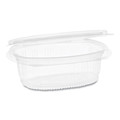 Food Containers & Lids | Pactiv Corp. 0CA910080000 EarthChoice 4.92 in. x 5.87 in. x 1.32 in. 8 oz. Plastic Recycled PET Hinged Container - Clear (200/Carton) image number 1