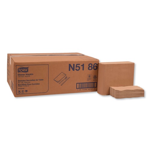Dinner Napkins | Tork N5186 1-Ply 15 in. x 17 in. Universal One-Ply Dinner Napkins - Natural (12/Carton) image number 0